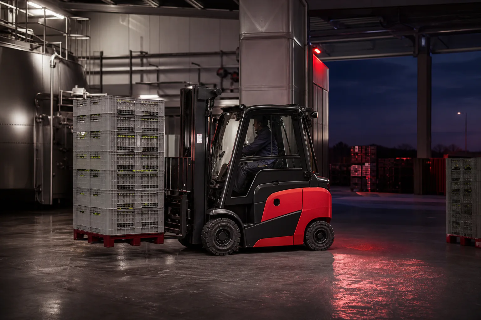 Machine de manutention dans un site agro-industriel