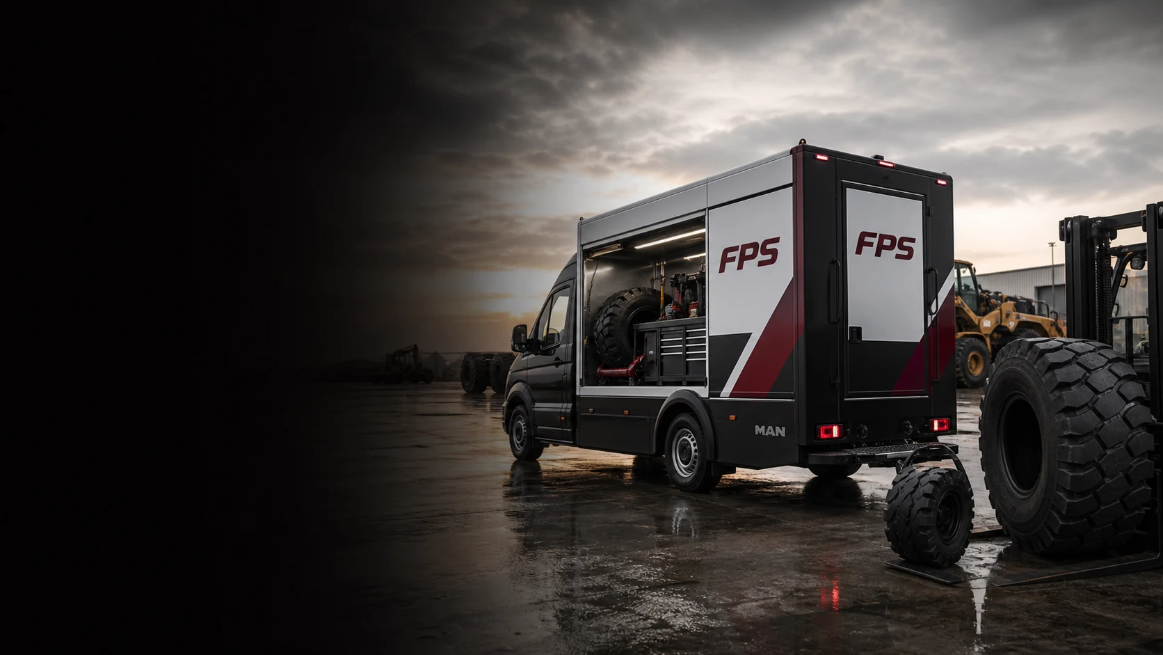 Camion MAN FPS dans une cour industrielle